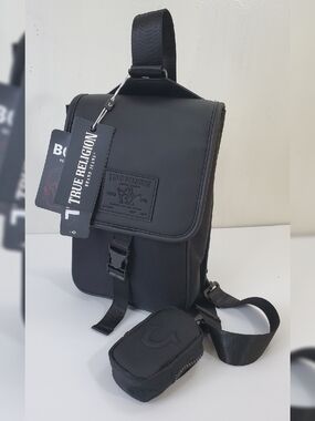 TRUE RELIGION CROSSBODY TR FLAG BAG MENS BLACK